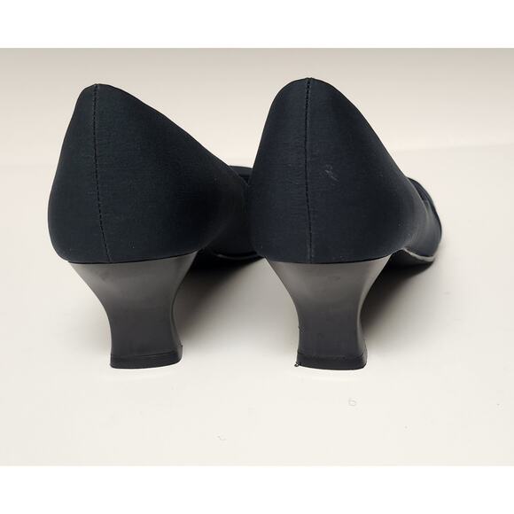 Coach and Four Abella Laura Navy Blue Peep Toe Kitten Heel Pumps Shoes SZ 8.5 - Picture 7 of 9